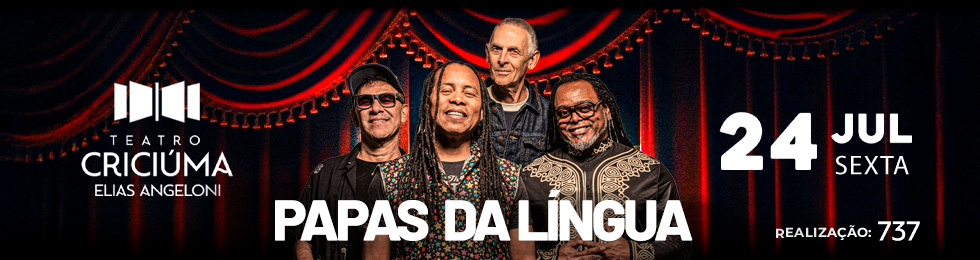 Capa PAPAS DA LINGUA NO TEATRO ELIAS ANGELONI CRICIUMA
