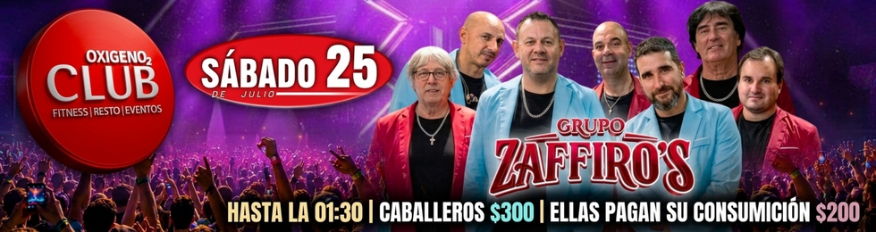Capa 25/07 OXIGENO CLUB  - GRUPO ZAFFIRO`S