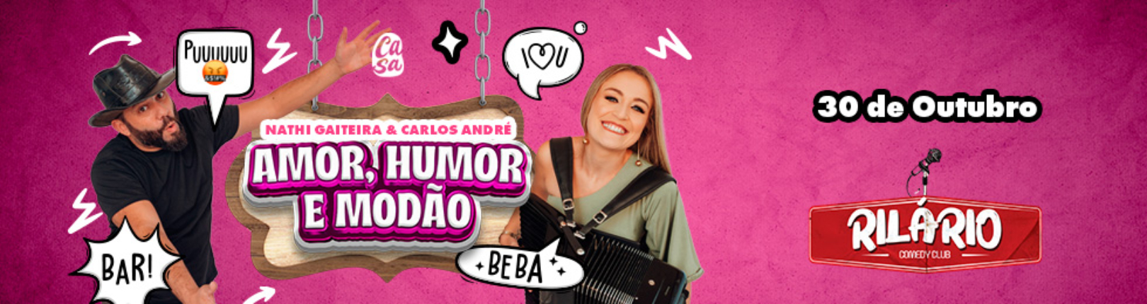 Capa NATHI GAITEIRA E CARLOS ANDRÉ - AMOR, HUMOR E MODÃO EM TUBARÃO SC